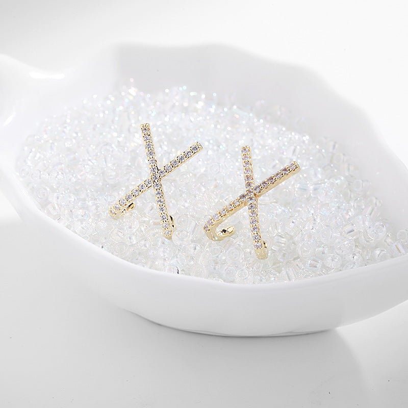 X-Shaped Zircon Stud Earrings