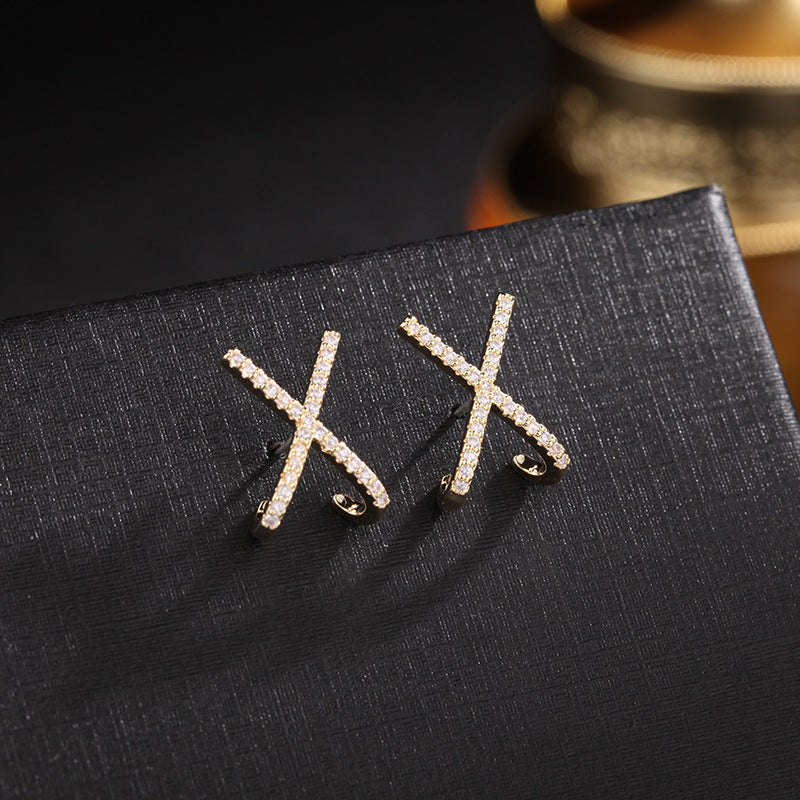 X-Shaped Zircon Stud Earrings