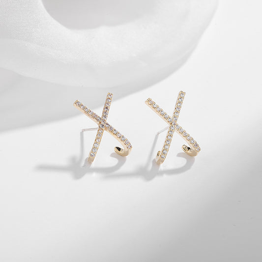 X-Shaped Zircon Stud Earrings