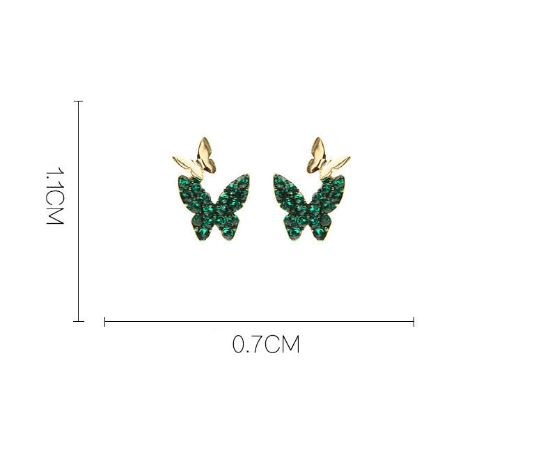 Double Butterfly Zircon Stud Earrings
