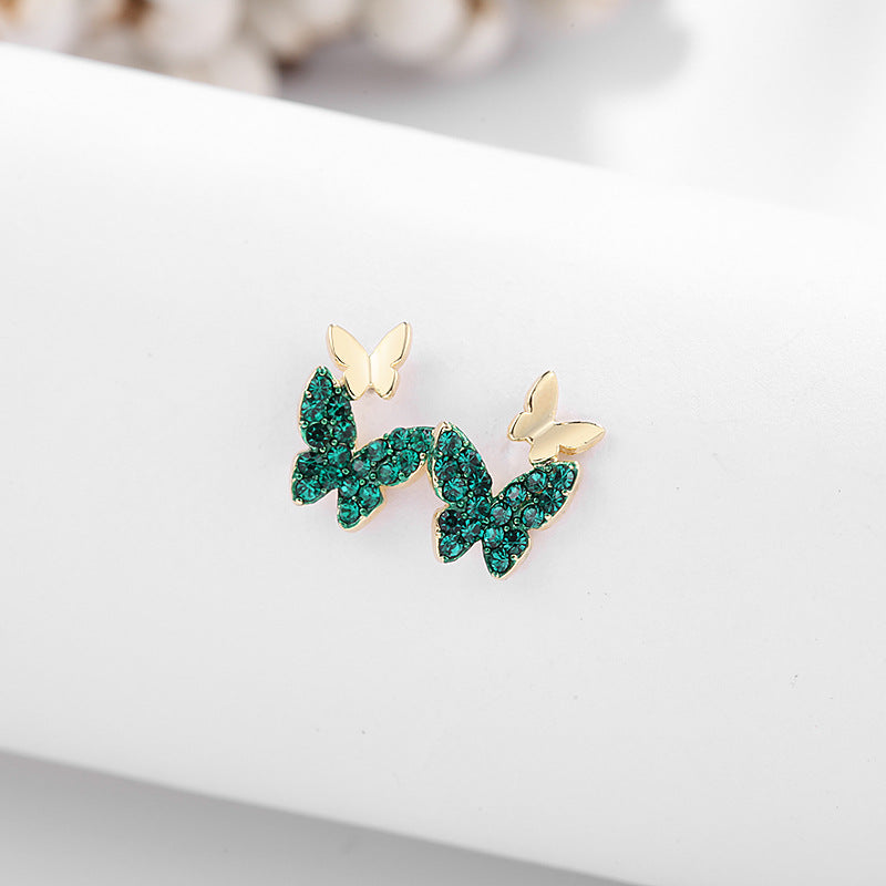 Double Butterfly Zircon Stud Earrings