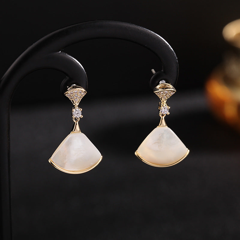 Fan-Shaped Shell Earrings