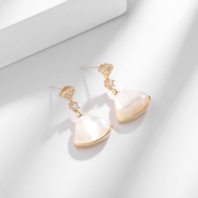 Fan-Shaped Shell Earrings