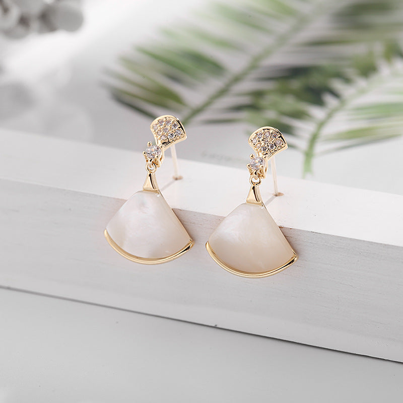 Fan-Shaped Shell Earrings