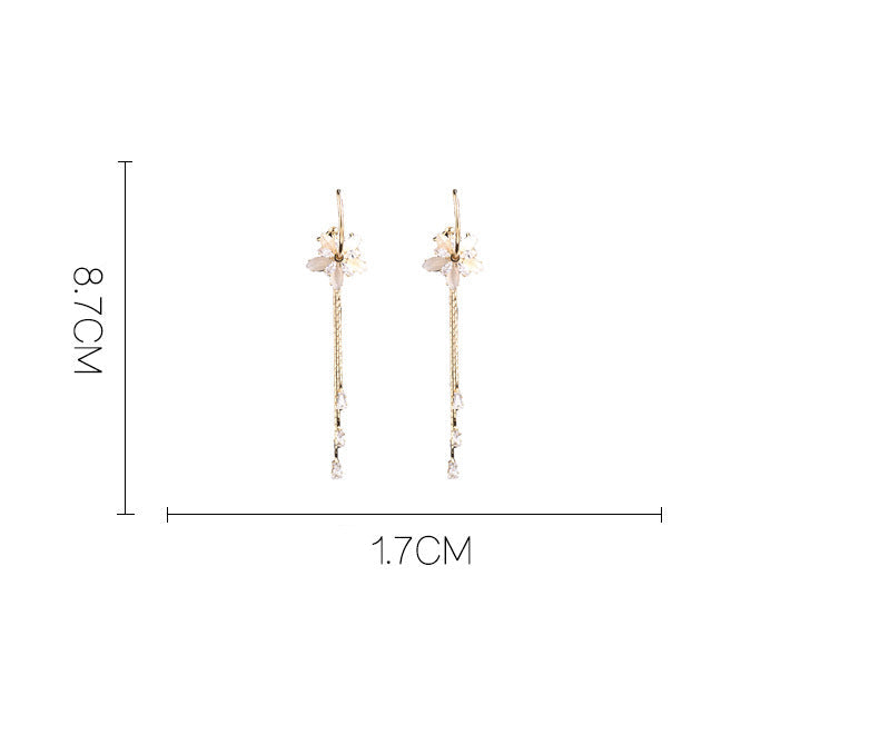 Floral Cat’s Eye Tassel Earrings