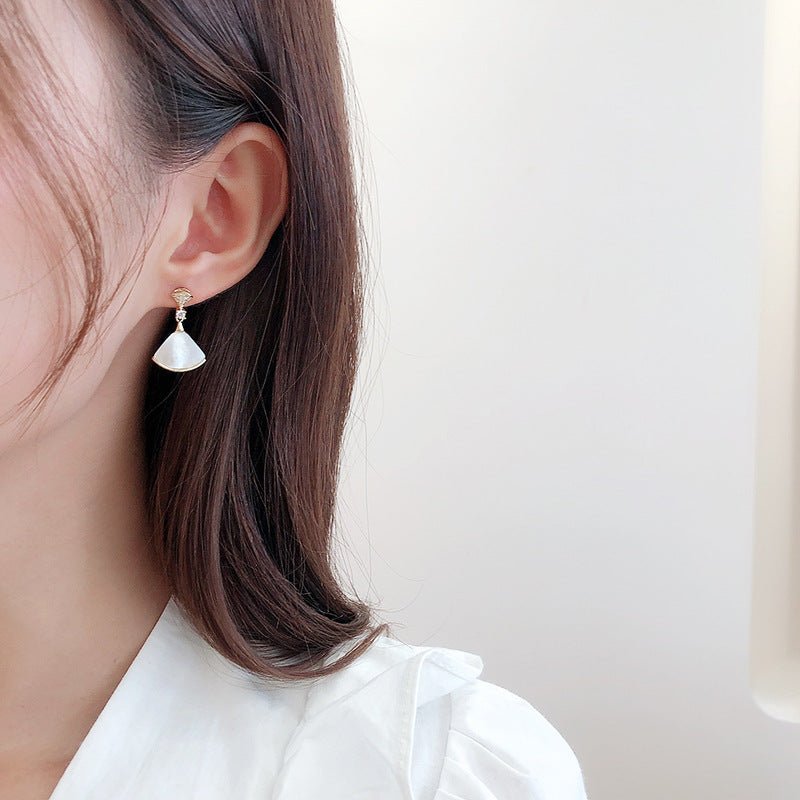 Fan-Shaped Shell Earrings