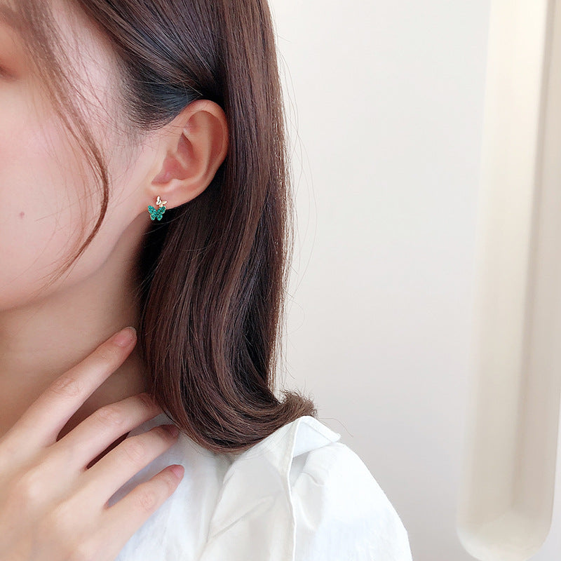 Double Butterfly Zircon Stud Earrings