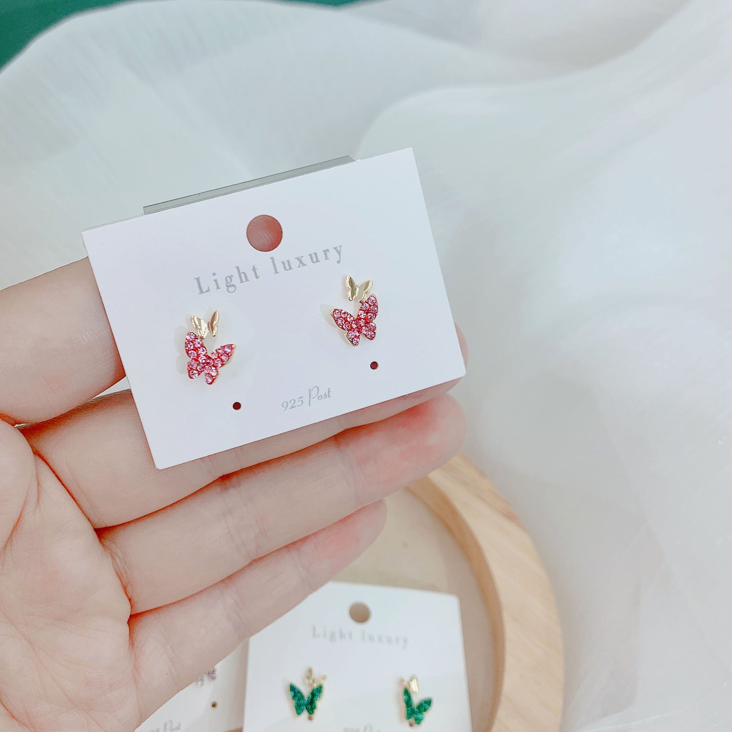 Double Butterfly Zircon Stud Earrings