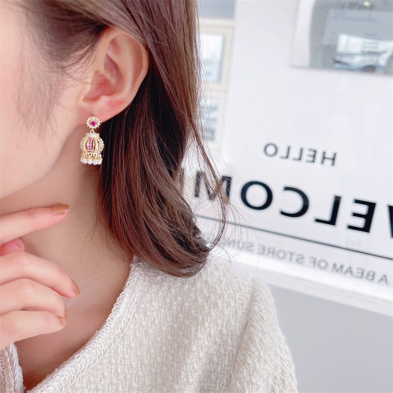 3D Lantern Pearl Tassel Earrings