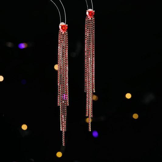 Heart Tassel Earrings