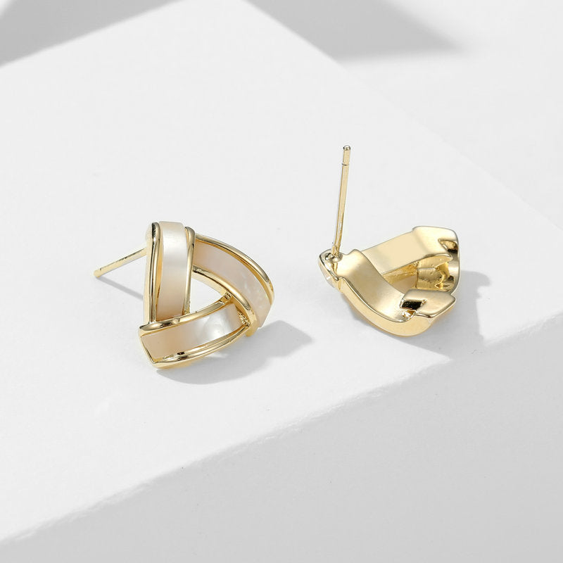 Natural Mother-of-Pearl Triangle Stud Earrings