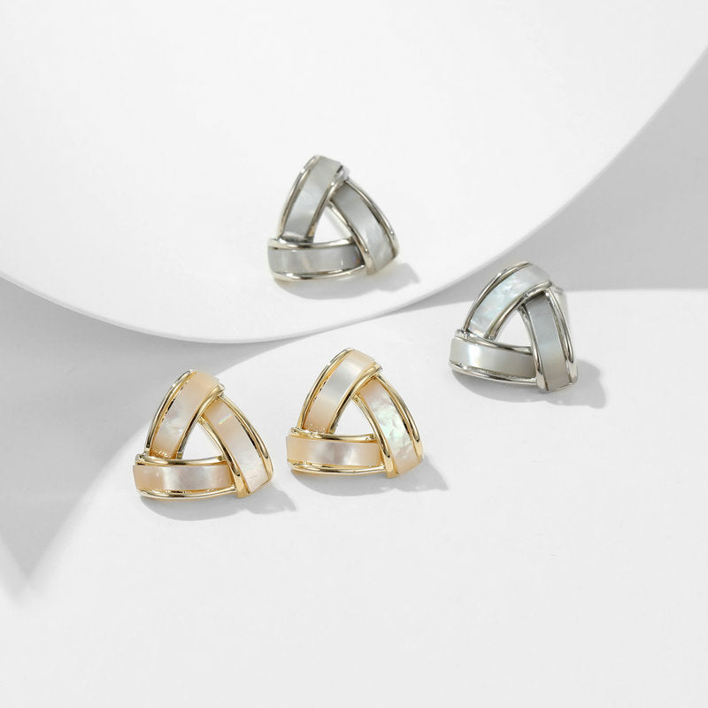 Natural Mother-of-Pearl Triangle Stud Earrings