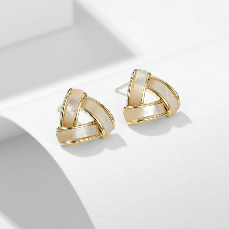 Natural Mother-of-Pearl Triangle Stud Earrings