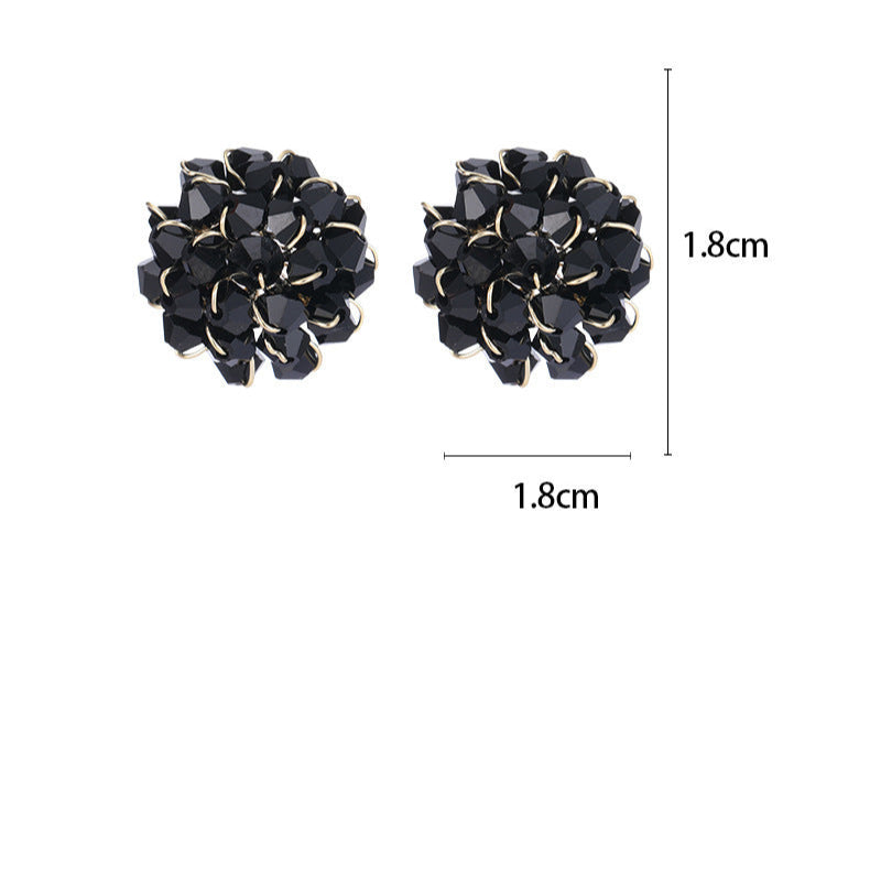 Semi-3D Crystal Ball Stud Earrings