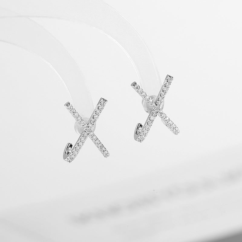 X-Shaped Zircon Stud Earrings