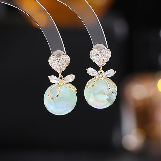 Heart Bow Mermaid Princess Pearl Earrings