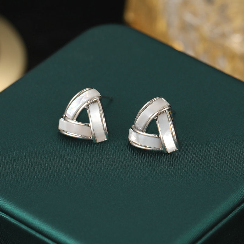 Natural Mother-of-Pearl Triangle Stud Earrings