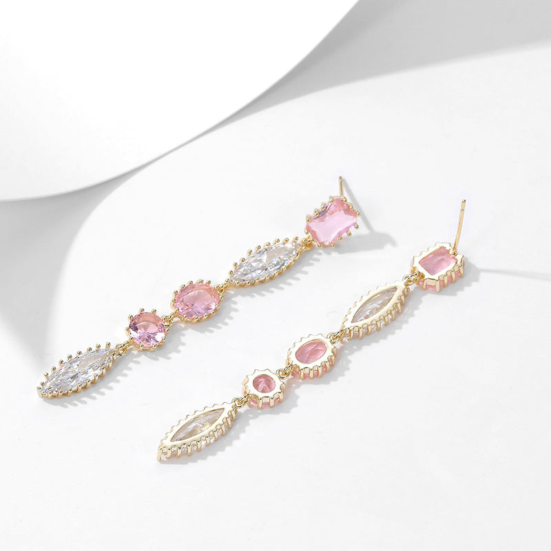 Long zircon tassel earrings