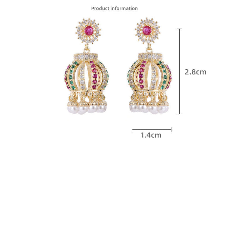 3D Lantern Pearl Tassel Earrings