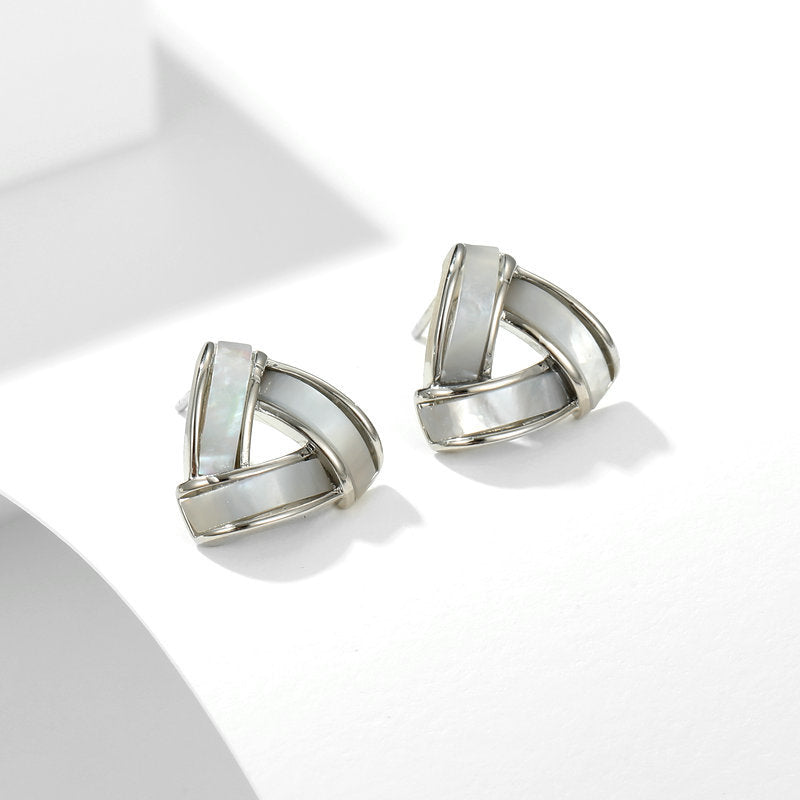 Natural Mother-of-Pearl Triangle Stud Earrings