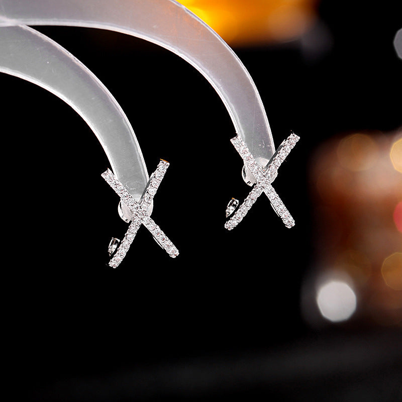 X-Shaped Zircon Stud Earrings
