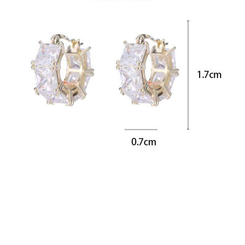 Square Zircon Hoop Earrings