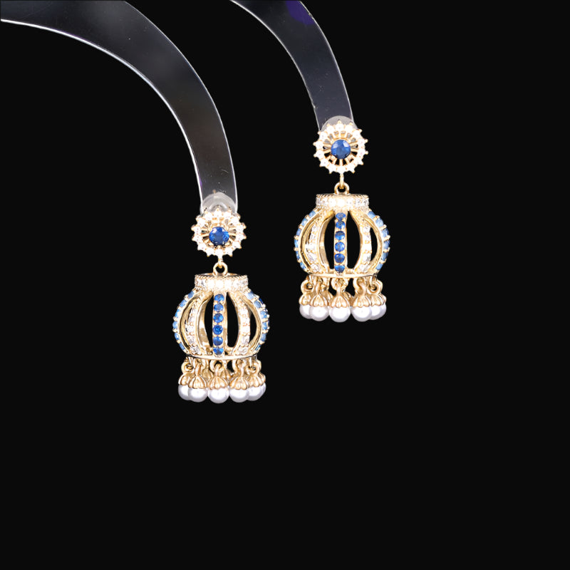 3D Lantern Pearl Tassel Earrings