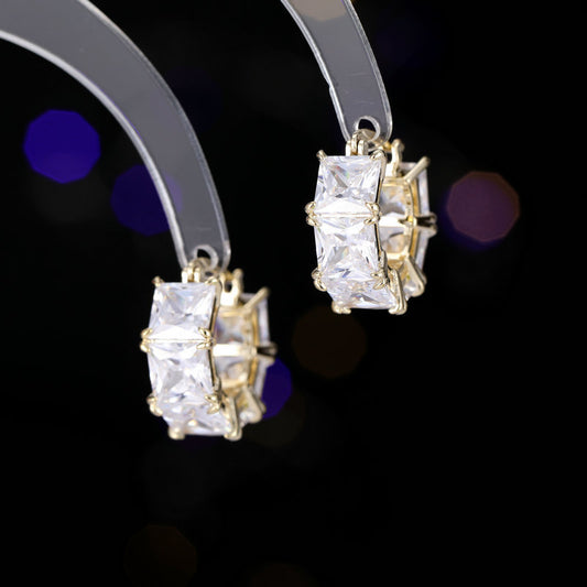 Square Zircon Hoop Earrings