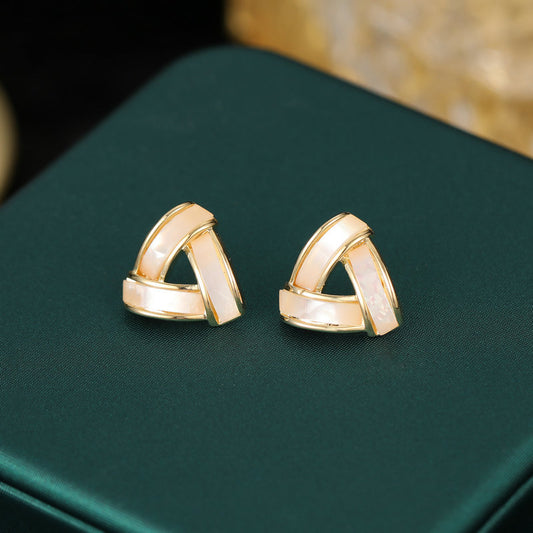 Natural Mother-of-Pearl Triangle Stud Earrings