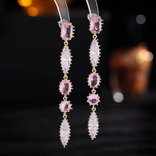 Long zircon tassel earrings