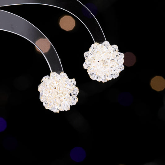 Semi-3D Crystal Ball Stud Earrings