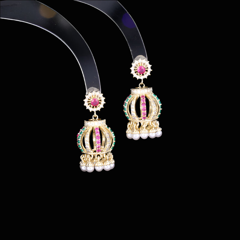 3D Lantern Pearl Tassel Earrings