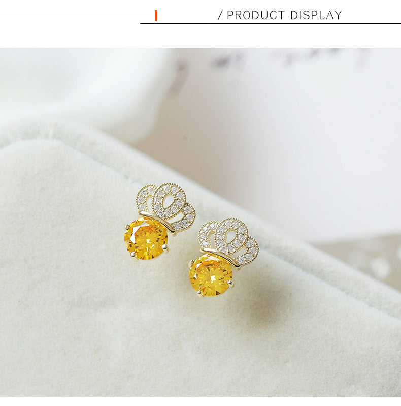 Zirconia Crown Stud Earrings