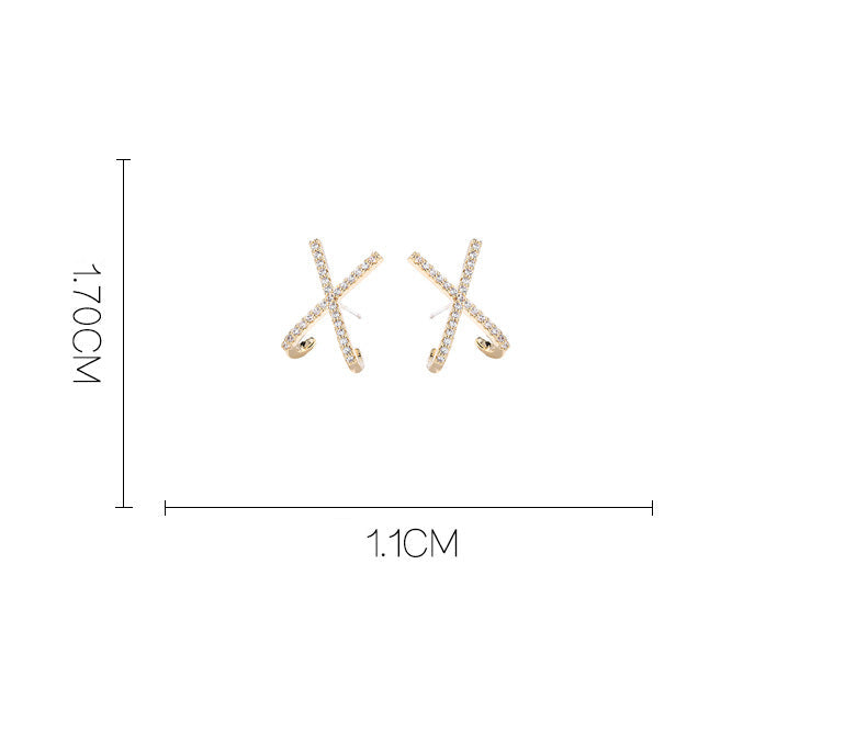 X-Shaped Zircon Stud Earrings