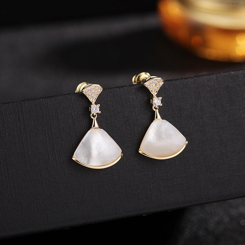 Fan-Shaped Shell Earrings