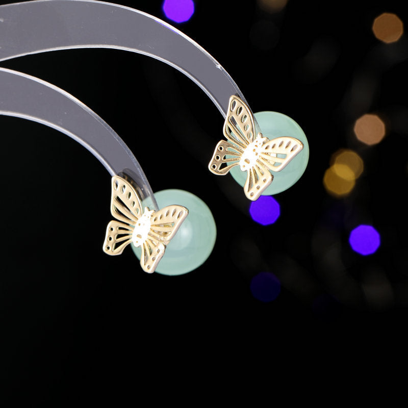 Front-Back Butterfly Stud Earrings