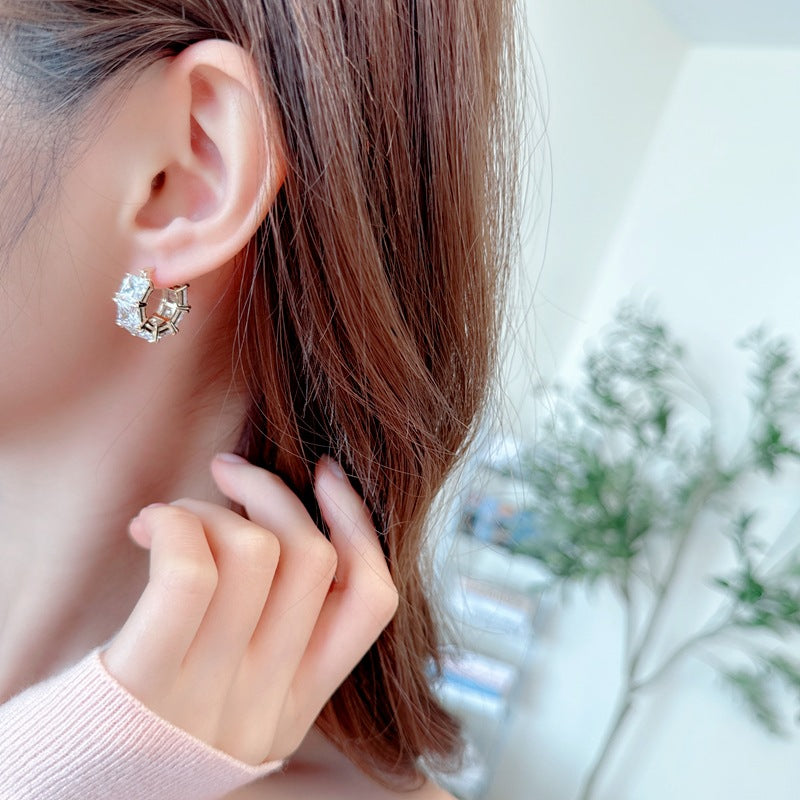 Square Zircon Hoop Earrings
