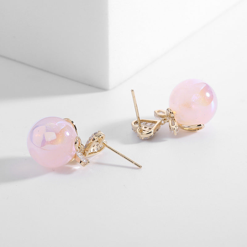 Heart Bow Mermaid Princess Pearl Earrings