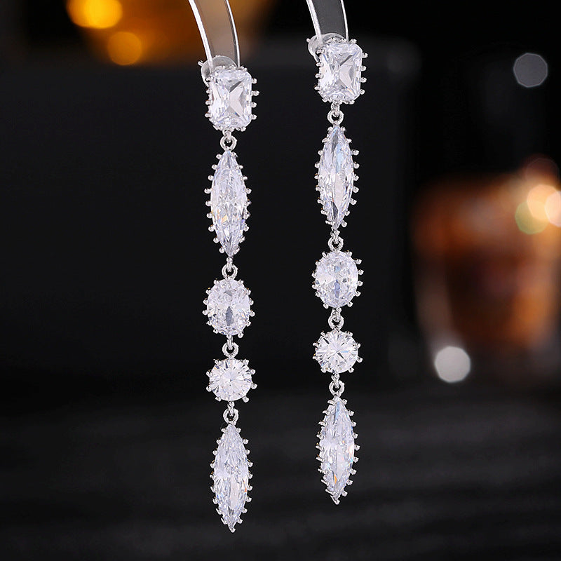 Long zircon tassel earrings
