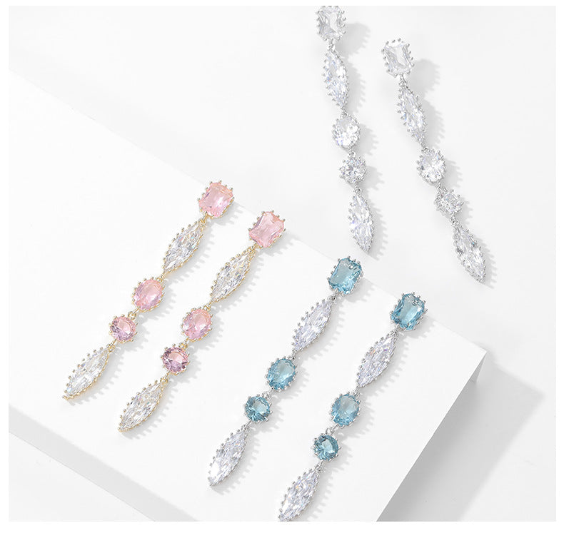 Long zircon tassel earrings