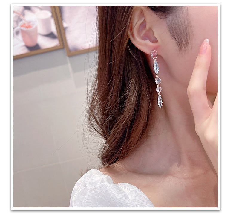 Long zircon tassel earrings